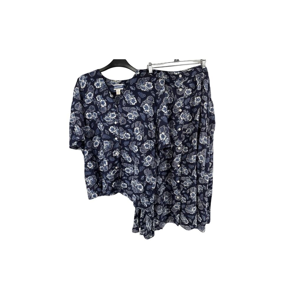 Pendleton Petite Matching Rayon Set Blue Floral and Seashell Paisley Size 12